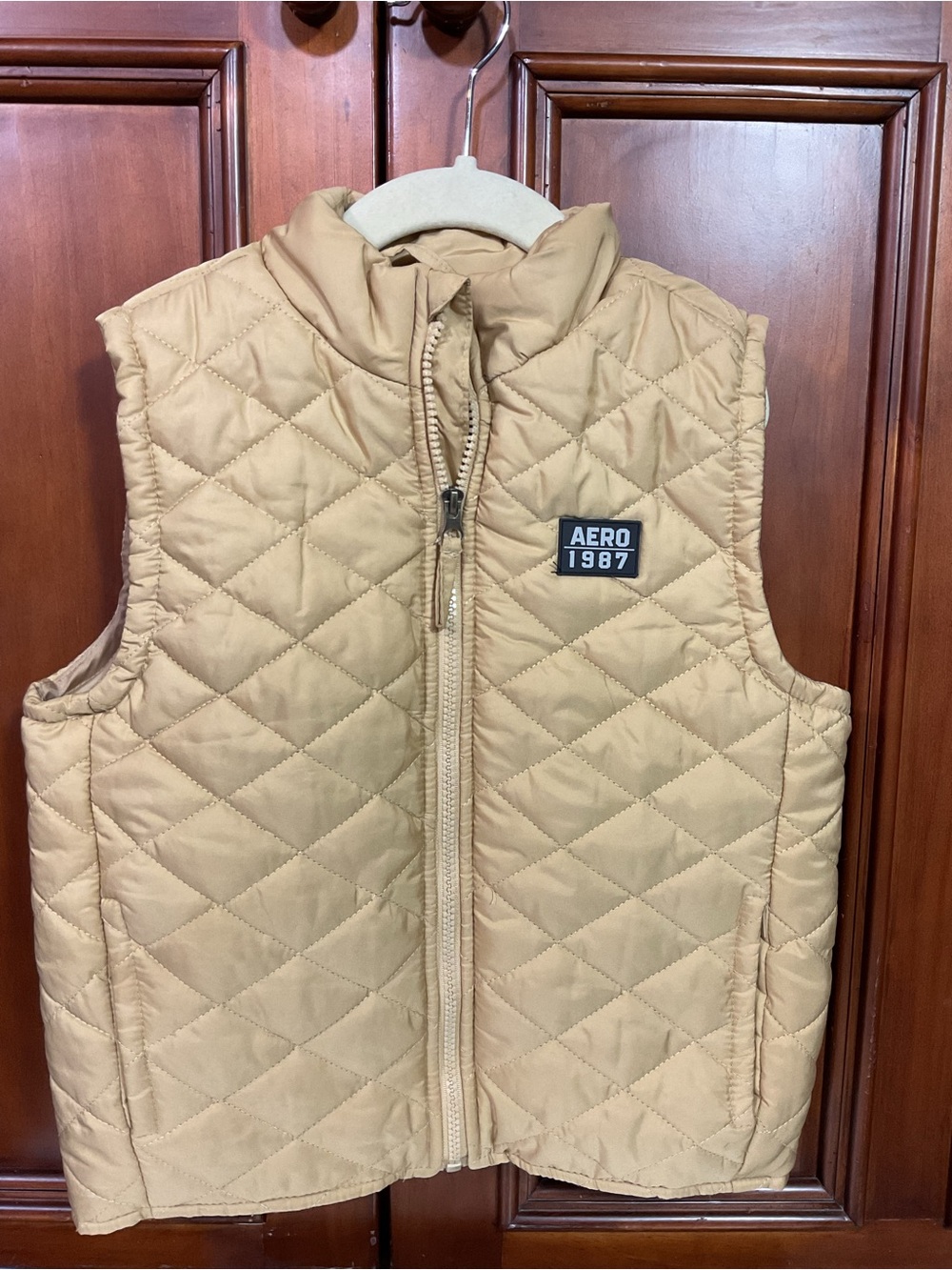 Aeropostale Kids Size 5/6 Tan Quilted Vest Lknw As Pictured Pockets Full Zip Cla